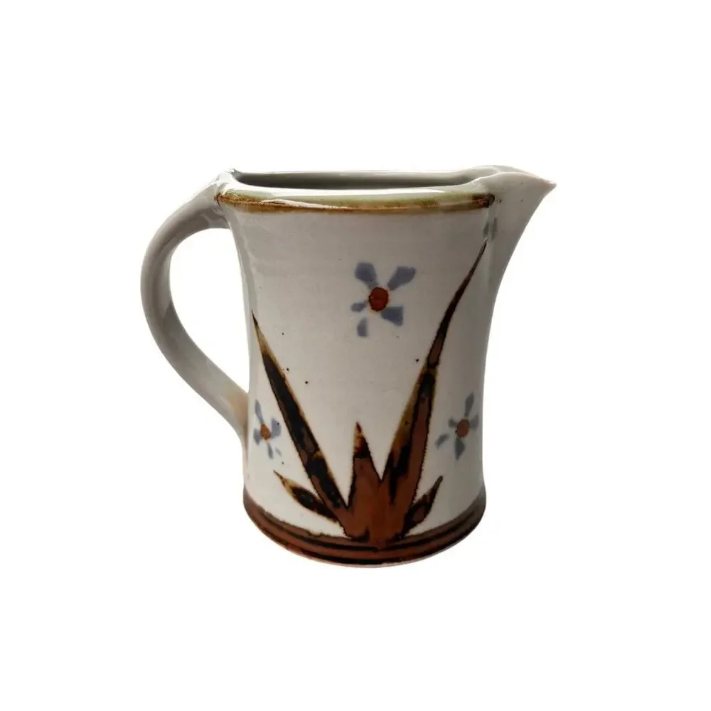 Glazed Functional Stoneware Pottery Open Sky Creamer Brown Blue